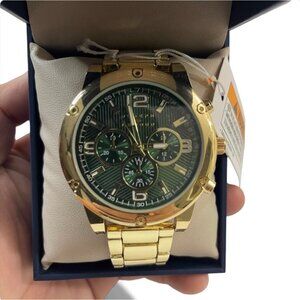 Joseph Abboud Gold-Tone Green Dial Mens Watch In Original Box, New
